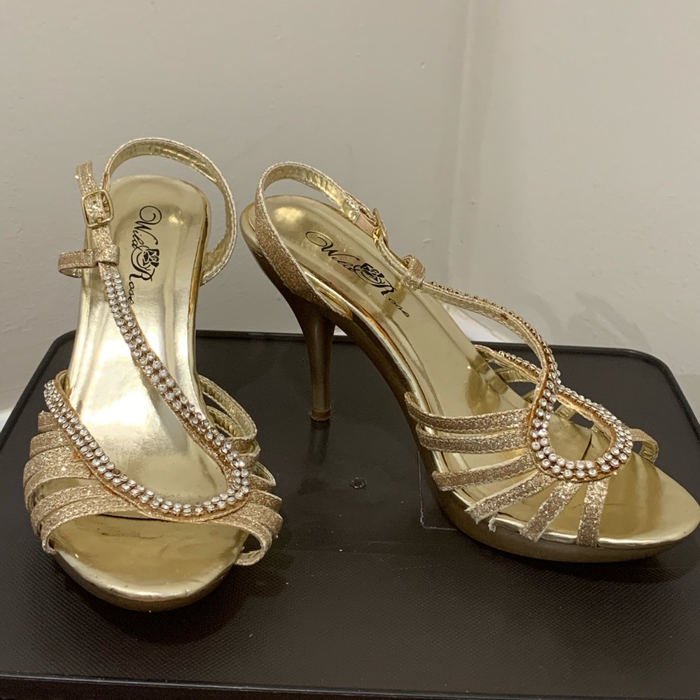Diamond Studded Gold Heels